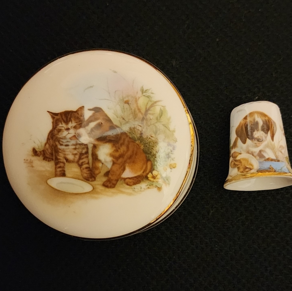 Bone China Trinket Box and Thimble